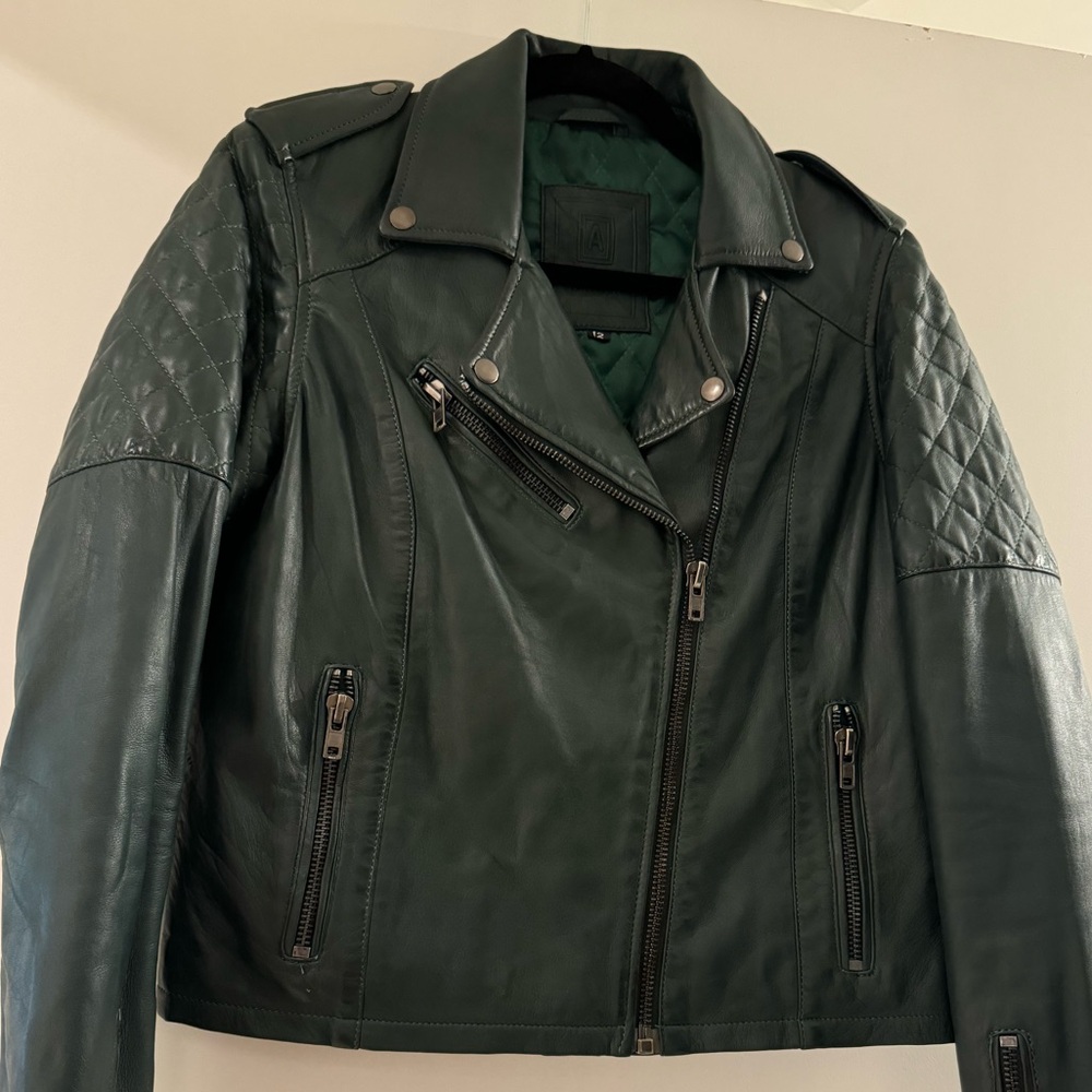 Green Leather Moto Jacket